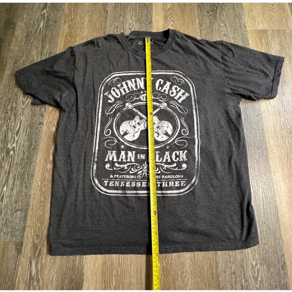 Johnny Cash T-Shirt Mens 2X Charcoal Gray Man in Black Tennessee Three Graphic - Picture 4 of 6
